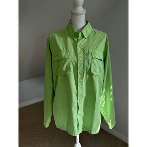 Guide Gear Fishing Shirt Vented Long Sleeve‎ Button Up Outdoor Green M